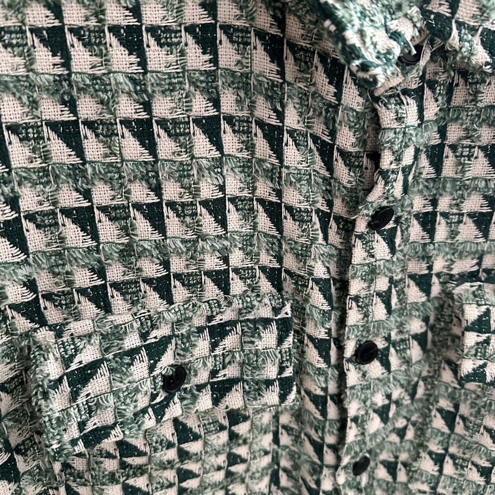 Women's Green Patterned Button Up Jacket - image 2
